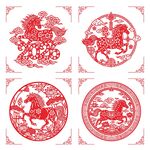 2026马年传统红色剪纸马窗花