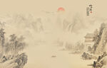 新中式国画山水画背景墙