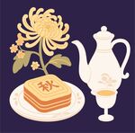 中秋茶点与菊花雅致组合