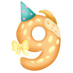 恐龙派对生日数字9倒计时插画