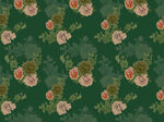 深绿底复古花卉图案