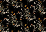 黑色底花卉植物图案纹理