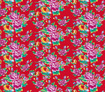 红色花卉传统图案布料