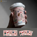 手绘风可爱图案咖啡杯