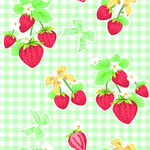 数码印花草莓图案格子叶子