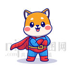 柴犬超级英雄形象插画