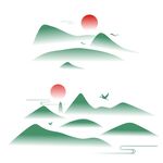  矢量中国风古典意境山纹祥云图