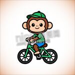 卡通小猴子骑自行车