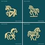 金色线条马图案设计素材