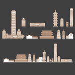 福州景点建筑城市旅游剪影地标志