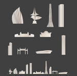 福州景点建筑城市旅游剪影地标志