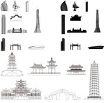 福州景点建筑城市旅游剪影地标志