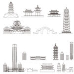 福州景点建筑城市旅游剪影地标志