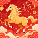 卡通手绘金马贺岁