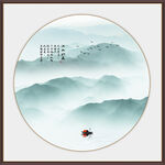 圆形意境水墨山水画