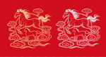 红底金纹骏马中式图案
