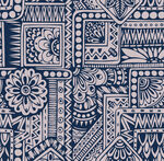 蓝白几何花卉民族风图案