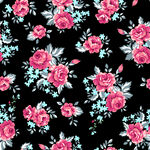 黑色背景粉色花卉图案