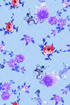 蓝色底花卉图案印花设计