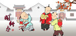 孩童新春嬉戏闹花灯图