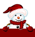 戴帽雪人露出可爱笑脸