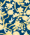 蓝底黄花卉图案设计