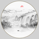 圆形水墨画