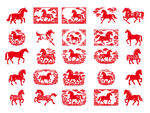 马年剪纸图案集合