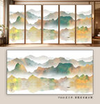 中式山水屏风装饰画