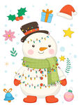冬季卡通保暖戴帽子围巾雪人彩灯