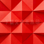 红色立体几何折纸图案