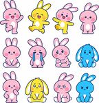 可爱多彩兔子卡通图案