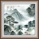 黄山迎客松山水风景图