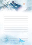 梦幻雪景下的空白信纸