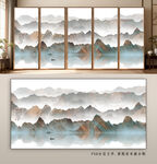 中式山水屏风装饰画