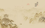 新中式古风国画山水背景墙壁画