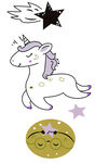 可爱独角兽与流星图案