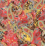 原色粉多彩佩斯利花纹图案