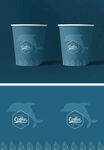 简约蓝色纸杯设计展示