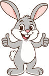 开心竖拇兔兔吉祥物
