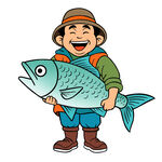 渔夫开心捧大鱼