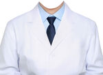 医生白大褂蓝衬衫深蓝领带