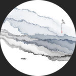 水墨山水圆形意境图