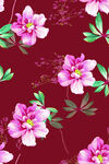 深红底粉色花卉图案