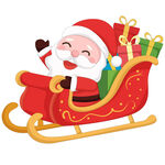 圣诞老人开雪橇车冬季圣诞节插画