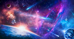 梦幻宇宙星空极光外太空星球背景
