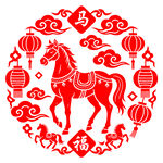 马年剪纸2026年窗花静电贴