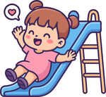 小女孩快乐滑滑梯