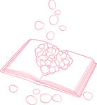 翻开书本 爱心泡泡飘出 矢量图