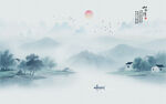 中国风水墨江南水乡背景图